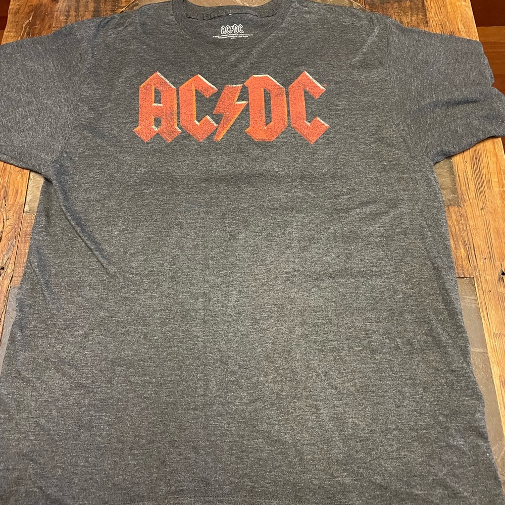 AC/DC Charcoal Tee with Red Vintage Logo Design